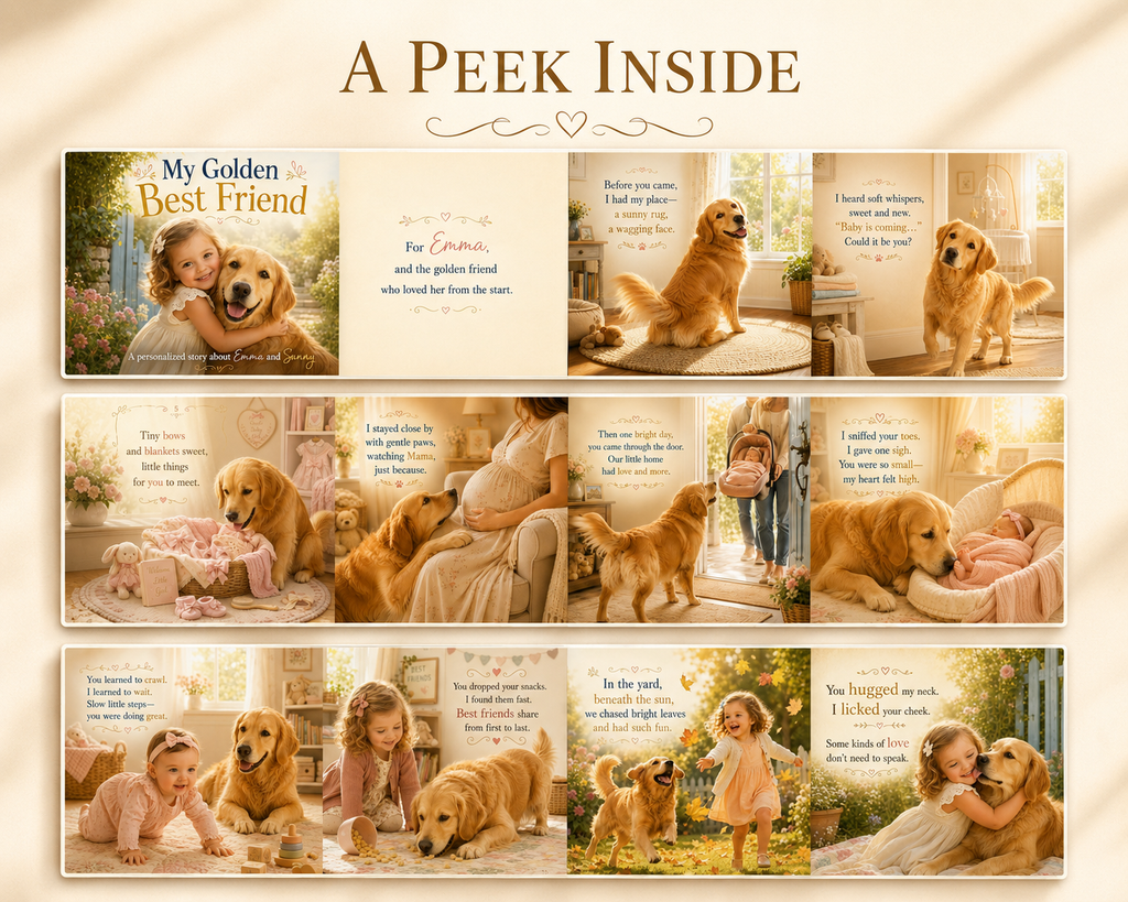 Personalized Baby & Golden Retriever Book
