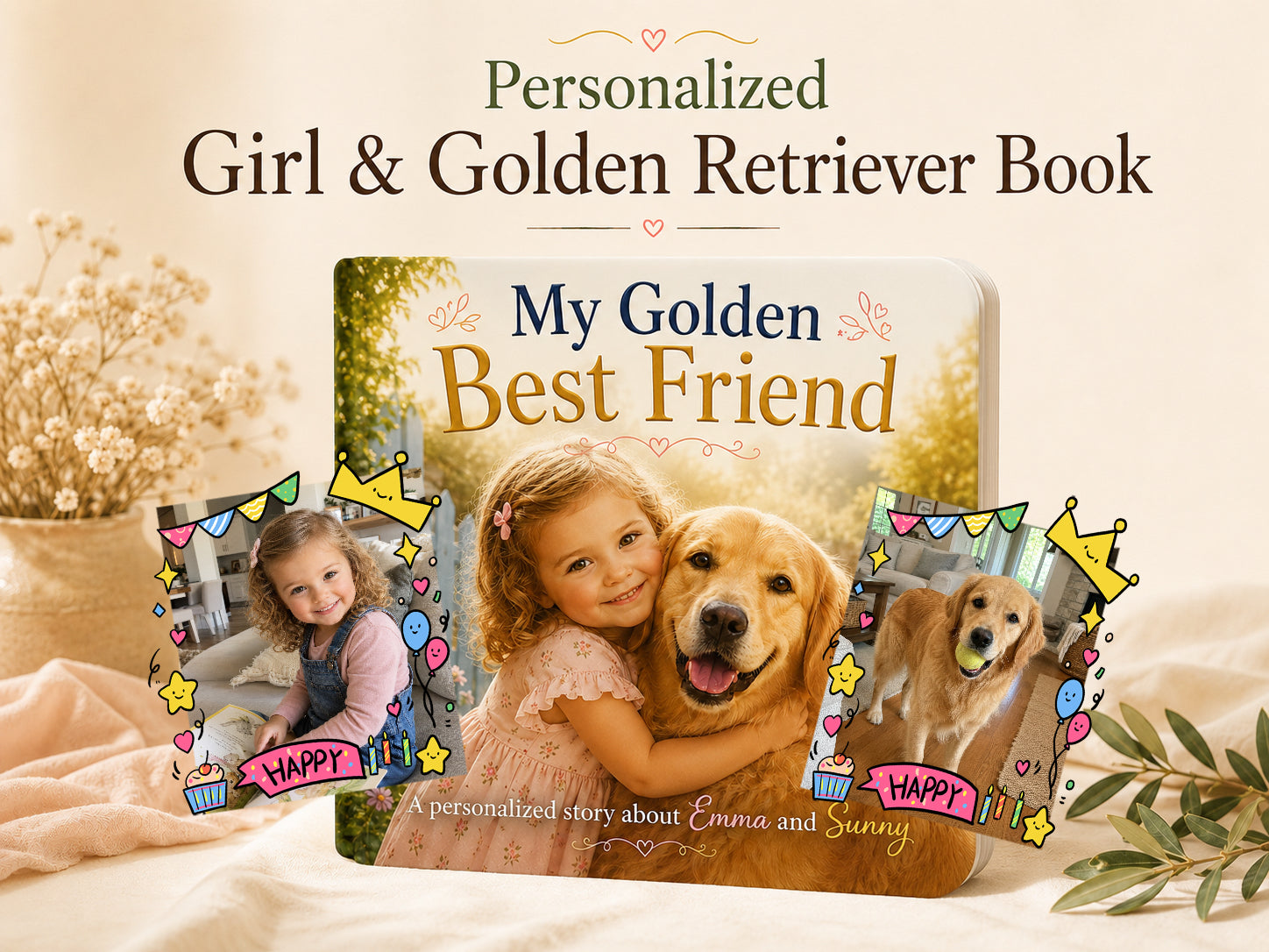 Personalized Baby & Golden Retriever Book